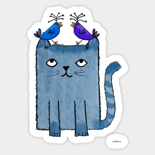 Bird Brain Kitty Sticker